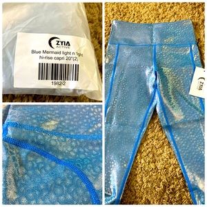 Blue Mermaid Pocket Light n Tight Hi-Rise Capri 20" size 2